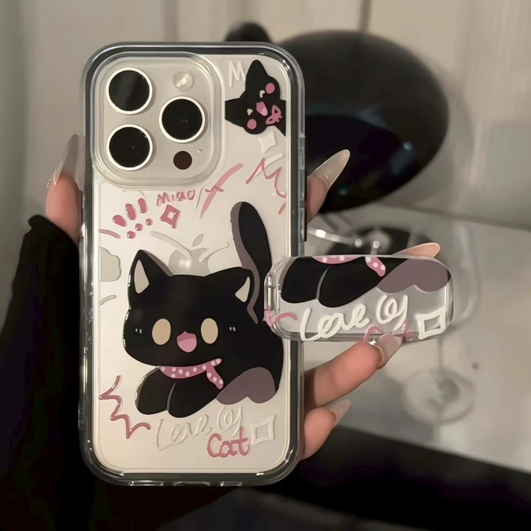 三合一炫彩适用于苹果16promax华为mate70暗黑系猫咪手机壳小米15