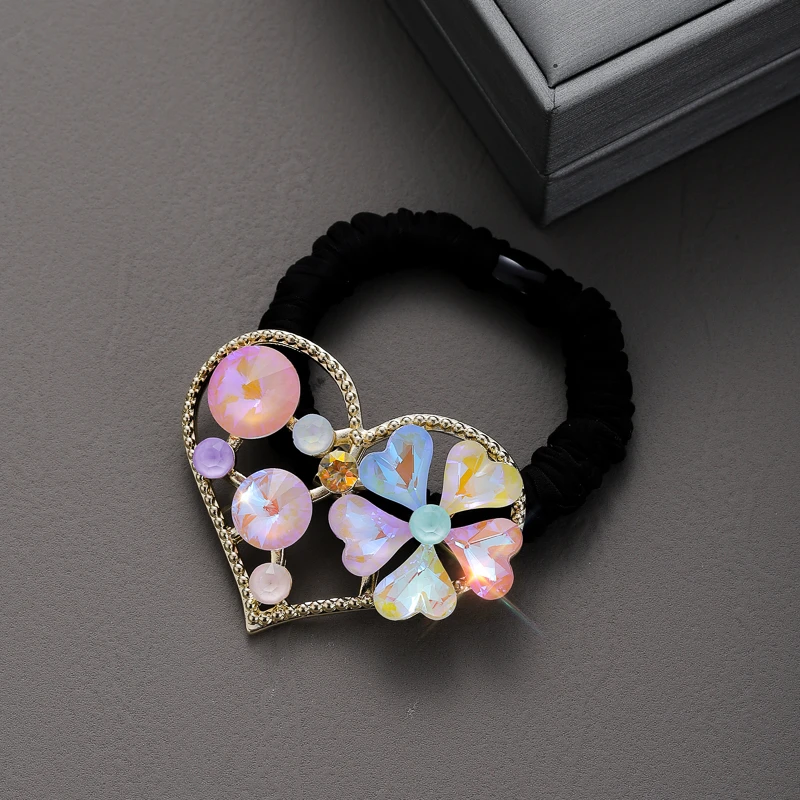 韩版气质爱心发圈百搭彩色轻奢高弹黑色简约