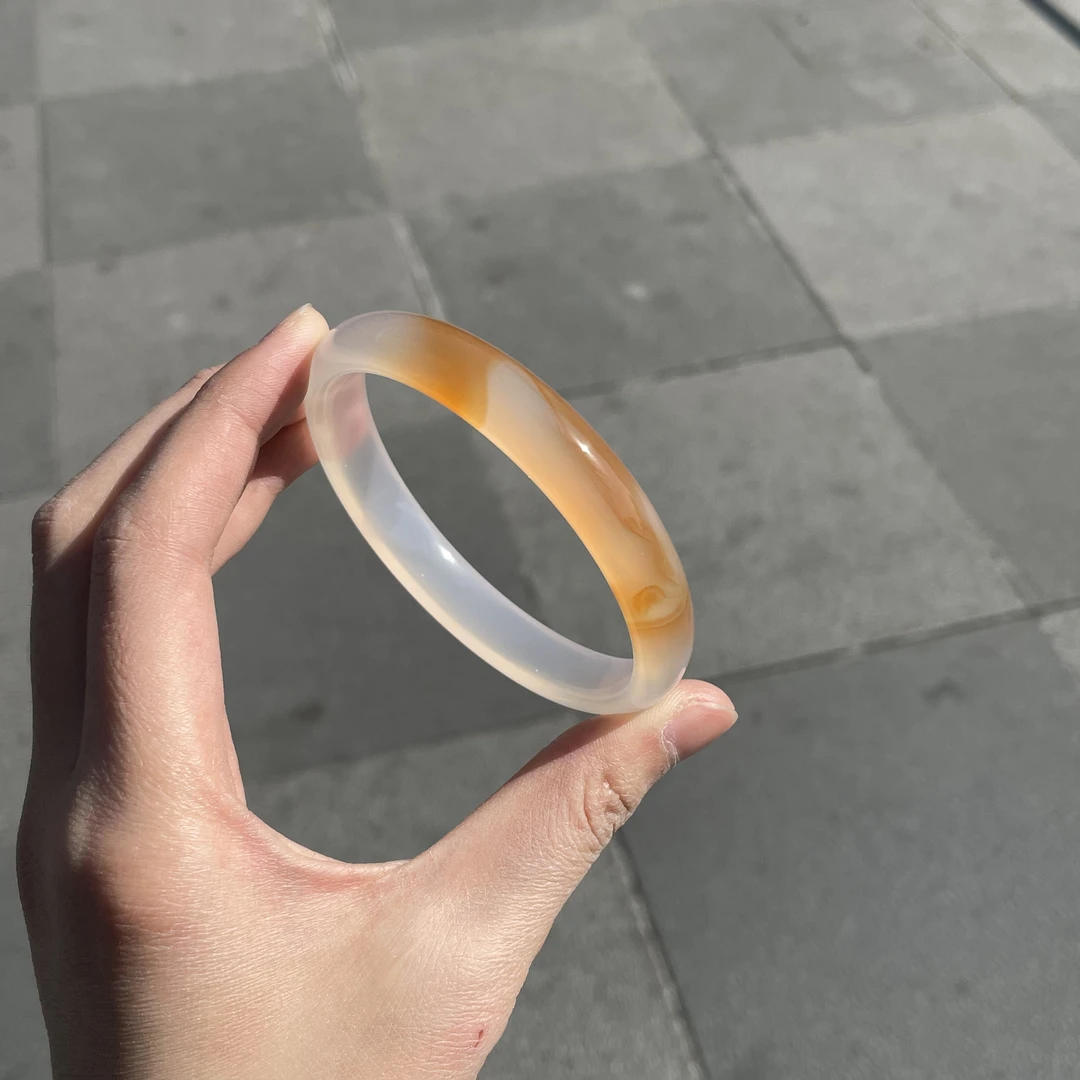 圈口65+正圈橘色锦鲤一口糖飘纹鸿运当头-玛瑙