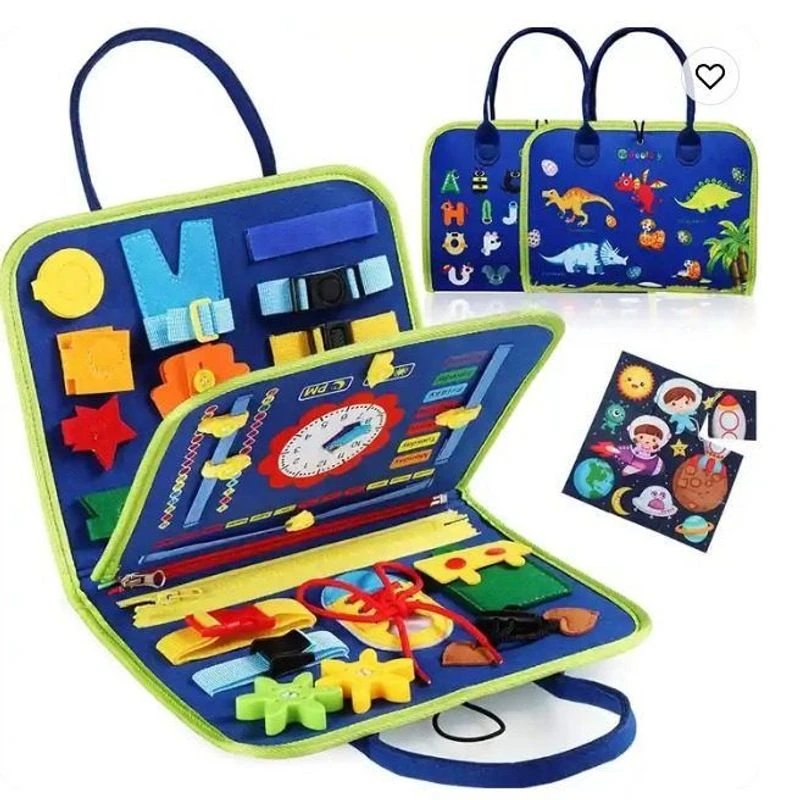 跨境新款布制忙碌板感官蒙特梭利教育书毛毡包玩具儿童学习板