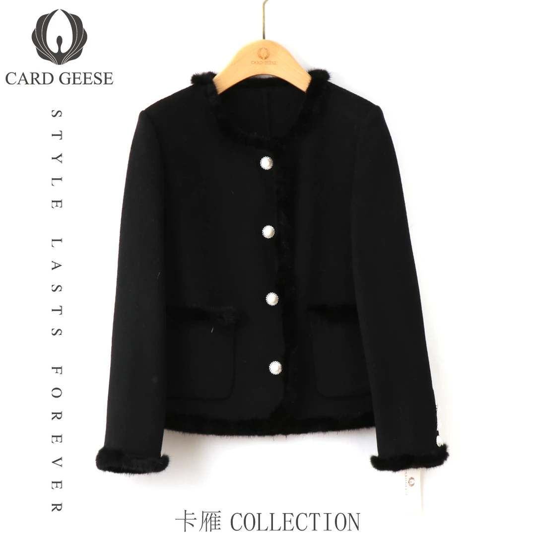 卡雁CARD GEESE25新款轻奢[水貂毛]时尚大衣MYJ2-25D13-8835