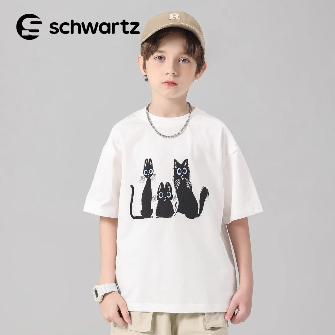 Schwartz童装儿童短袖2025夏季新款大童高街短袖T恤男童t-0497