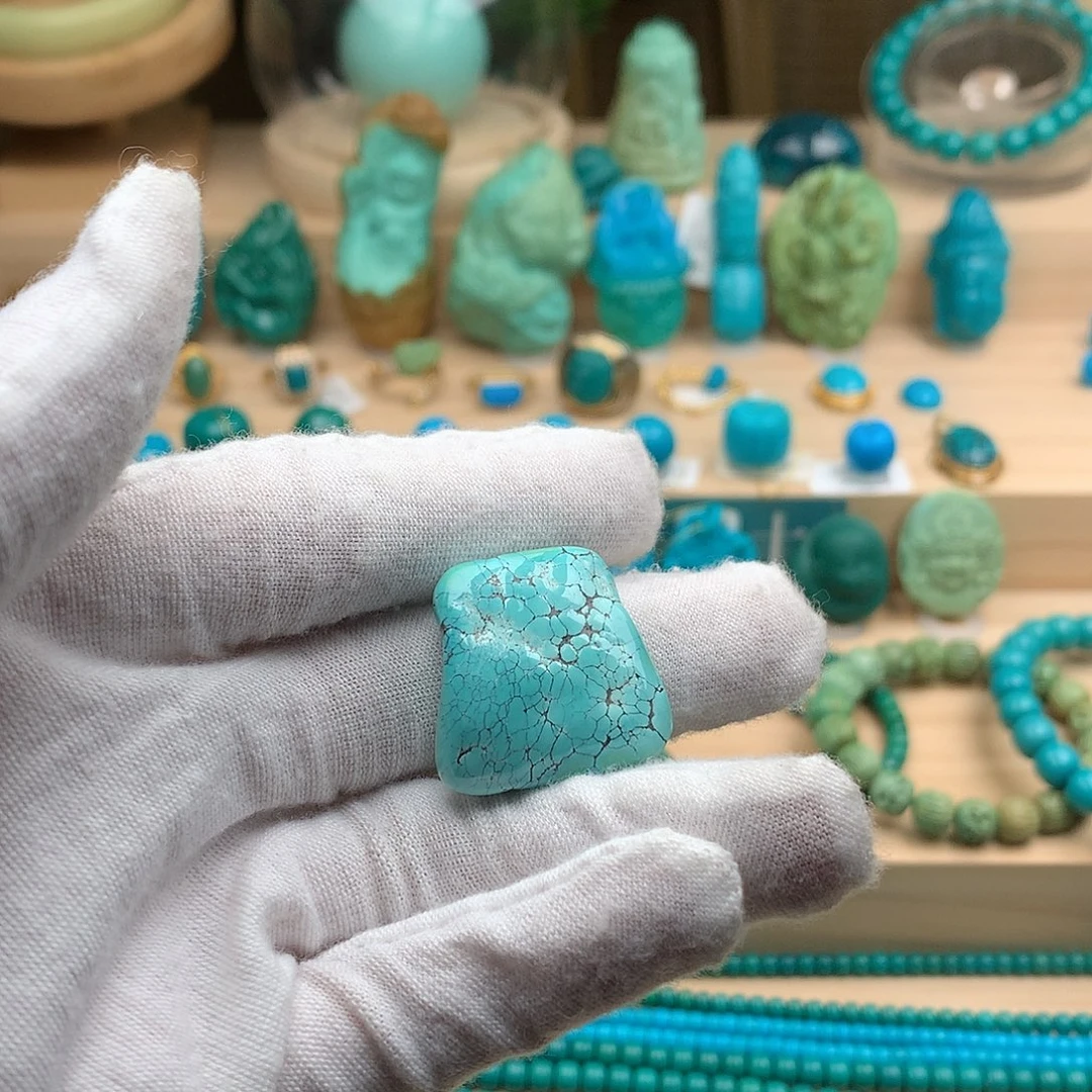 绿松石18K金镶嵌珠宝奇石