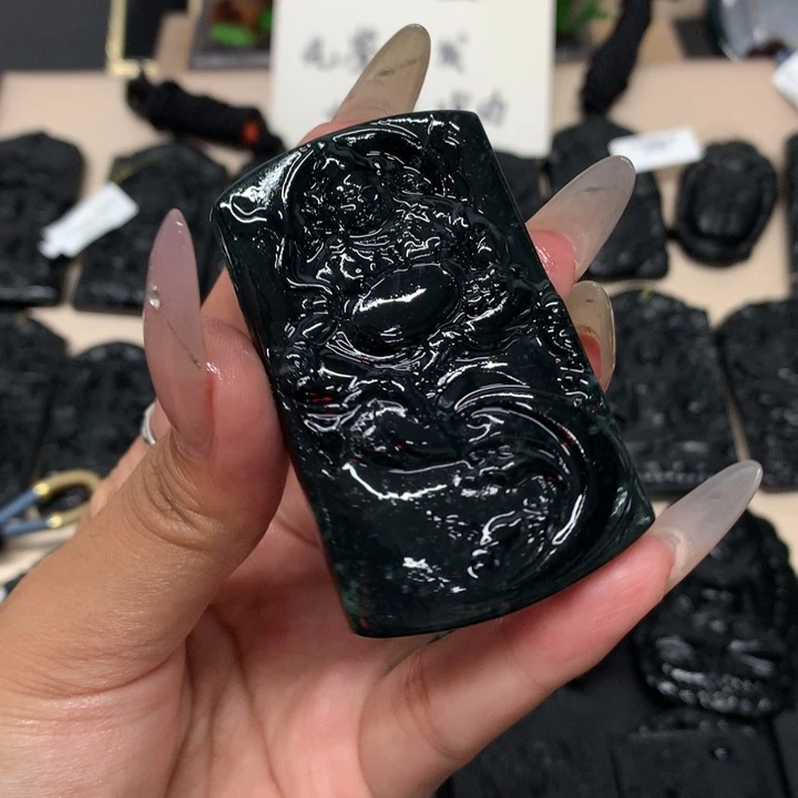吊坠(不含链)未镶嵌翡翠天然a货钢琴黑挂件