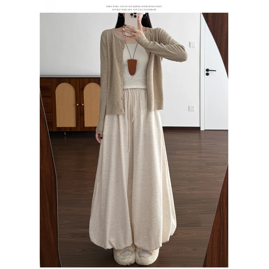 糯米花苞裤裙女秋季高腰针织休闲灯笼裤裙韩系显瘦裤子胖mm显瘦款