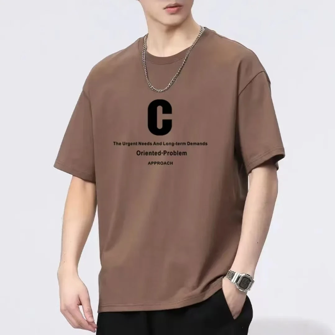 男士纯棉t恤短袖新款圆领印花半袖潮流夏季休闲百搭青少年打底衫