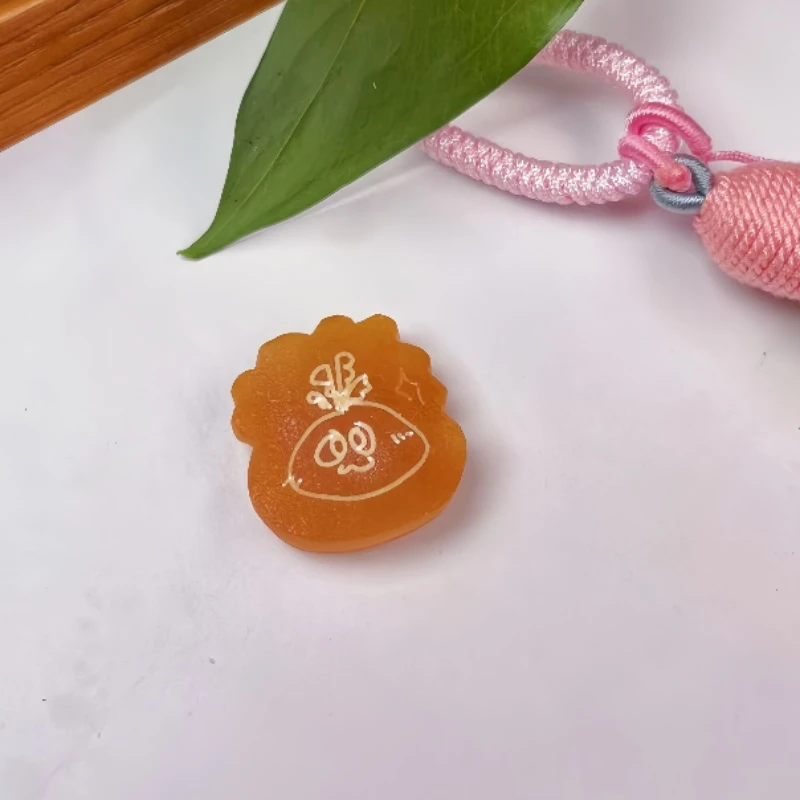 保真蜜蜡带皮雕刻胡萝卜可爱卡通DIY手工穿手串等蜜蜡带皮胡萝卜