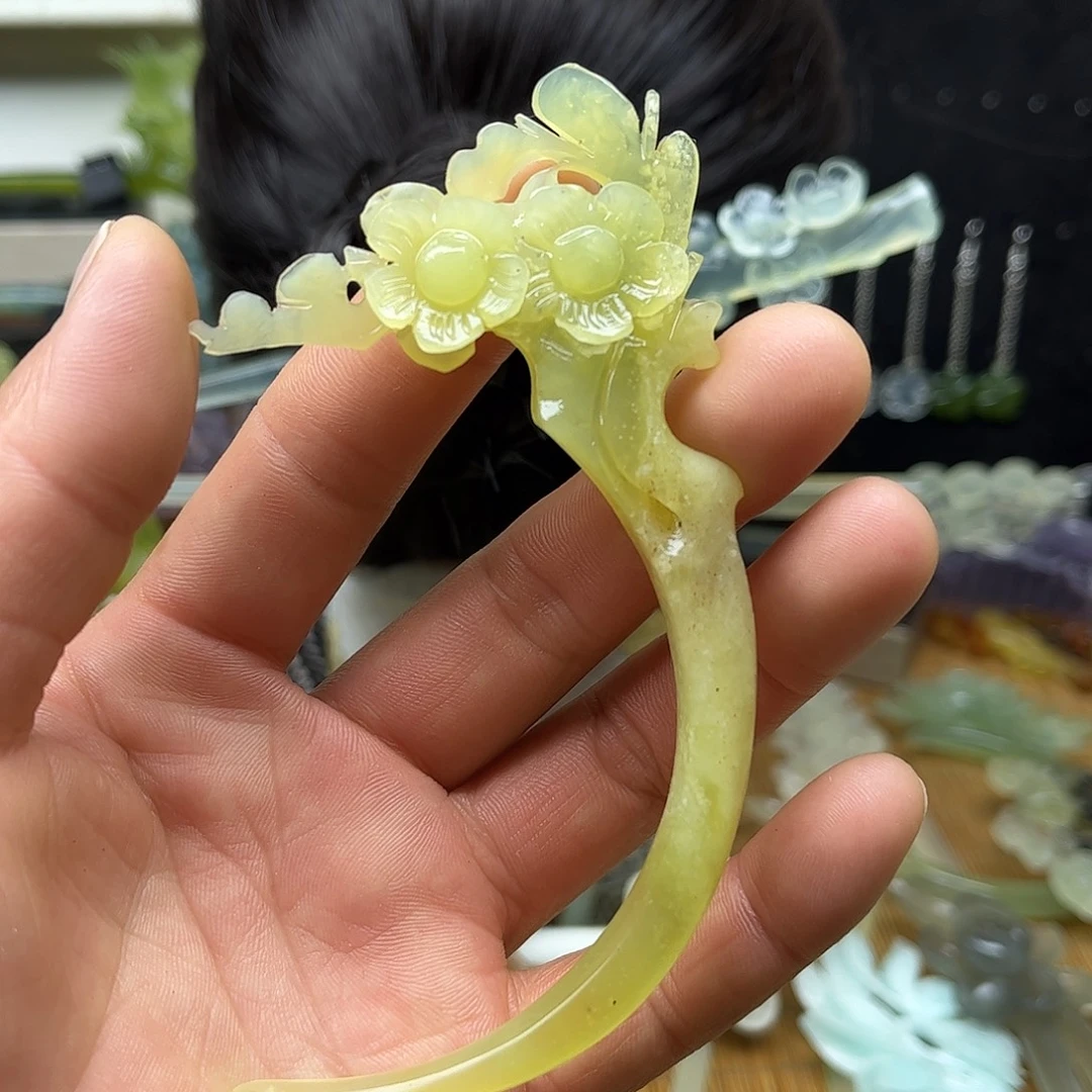 非金属天然岫玉发簪