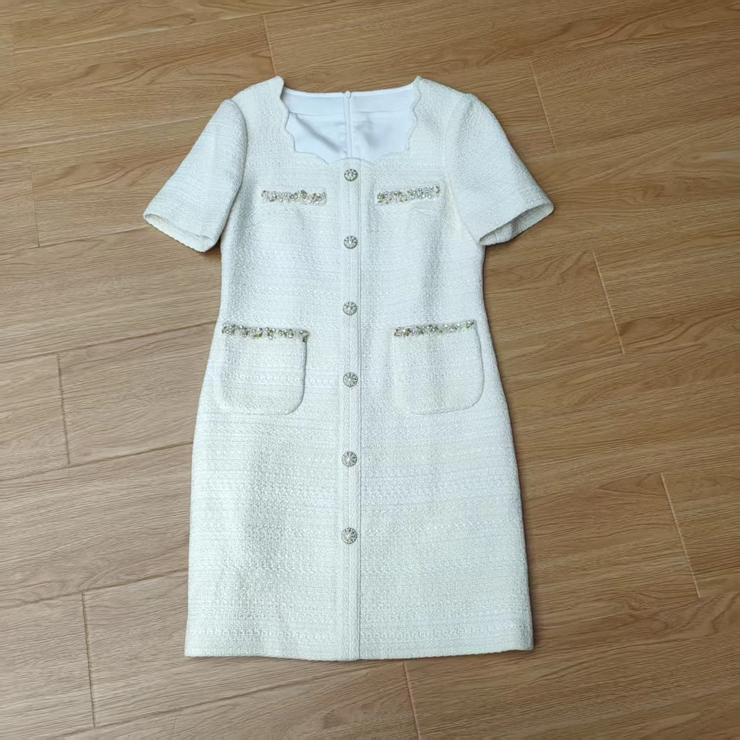 【南油玲姐】白色短袖连衣裙L6682