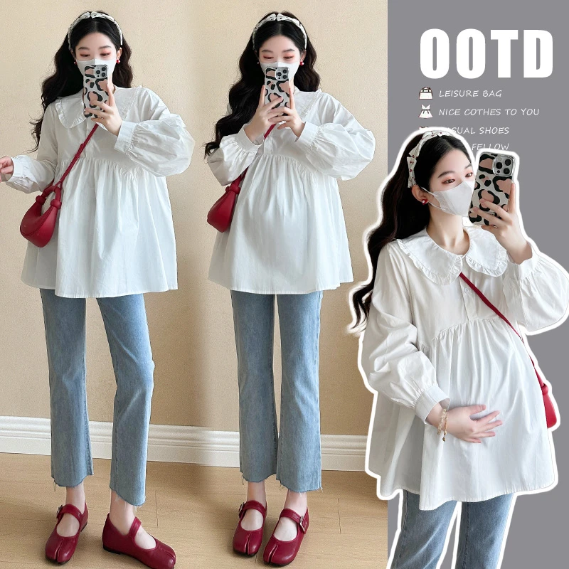 R71#2.14 2025新款春日 气质时尚娃娃领长袖上衣叠穿内搭打底衬衣