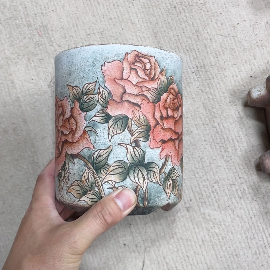 紫砂花盆陈陶瓷多肉花盆瑕疵