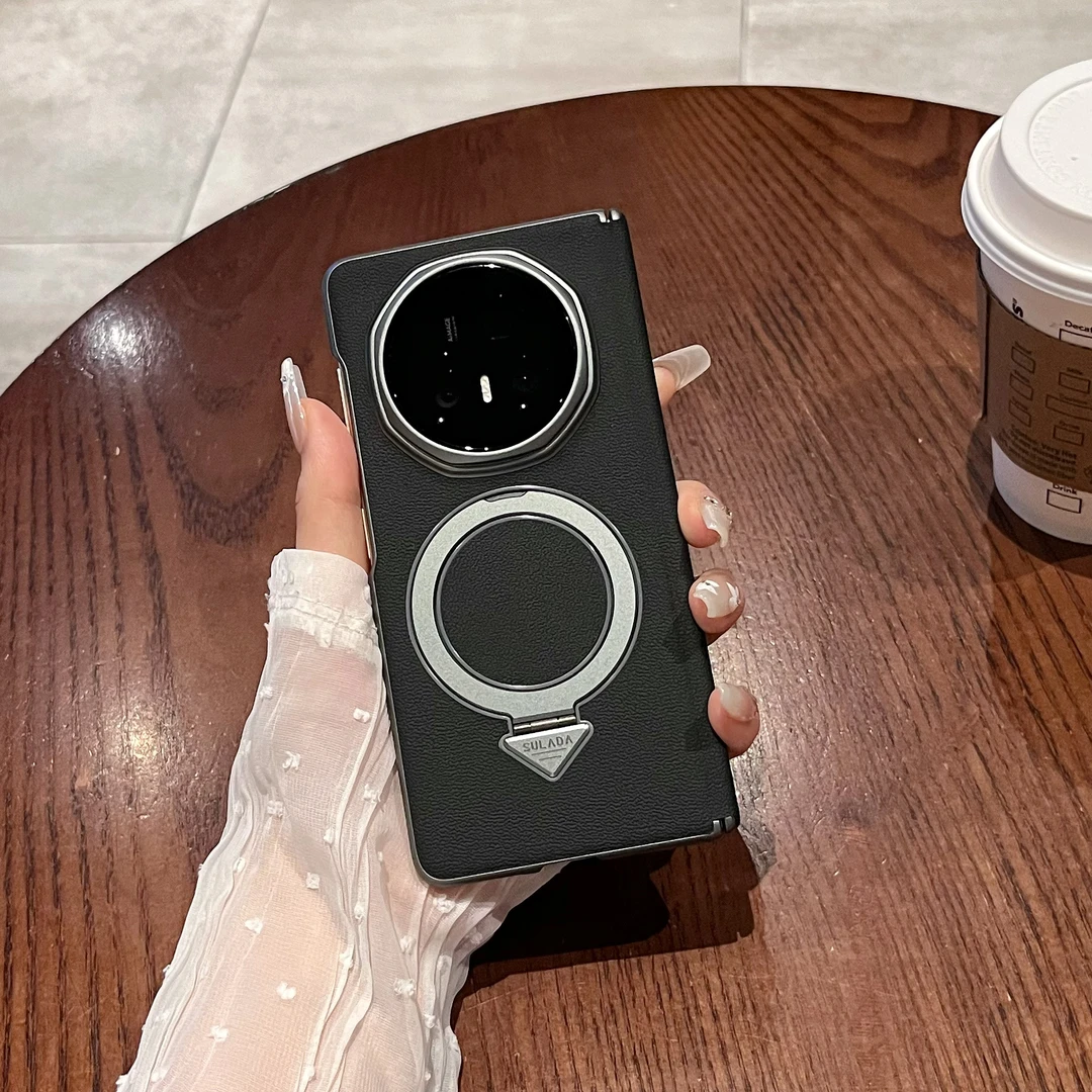 适用荣耀magicv5手机壳magic v5高档真皮磁吸支架全包铰链保护壳