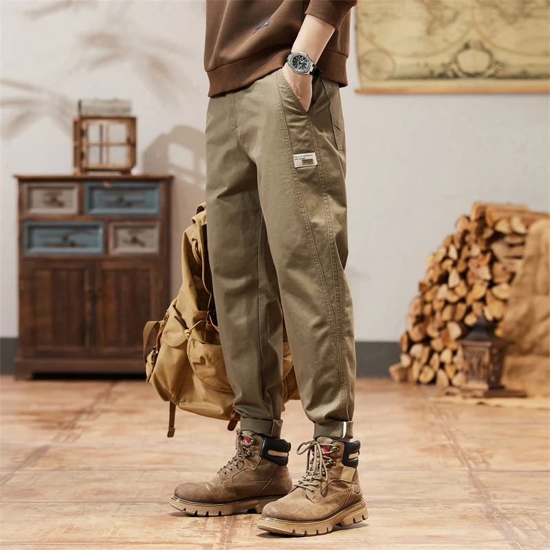 2025年春季新款宽松小脚休闲锥型束脚裤九分工装裤男士哈伦运动裤