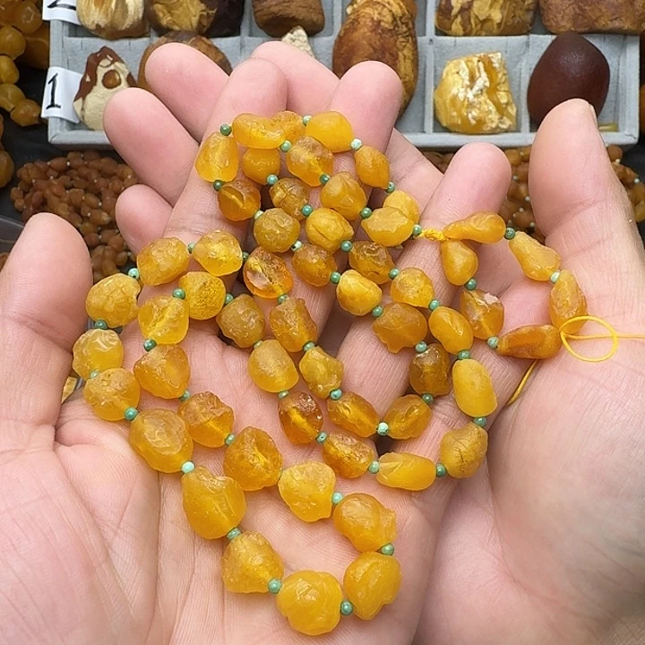 蜜蜡未镶嵌裸石天然蜜蜡项链