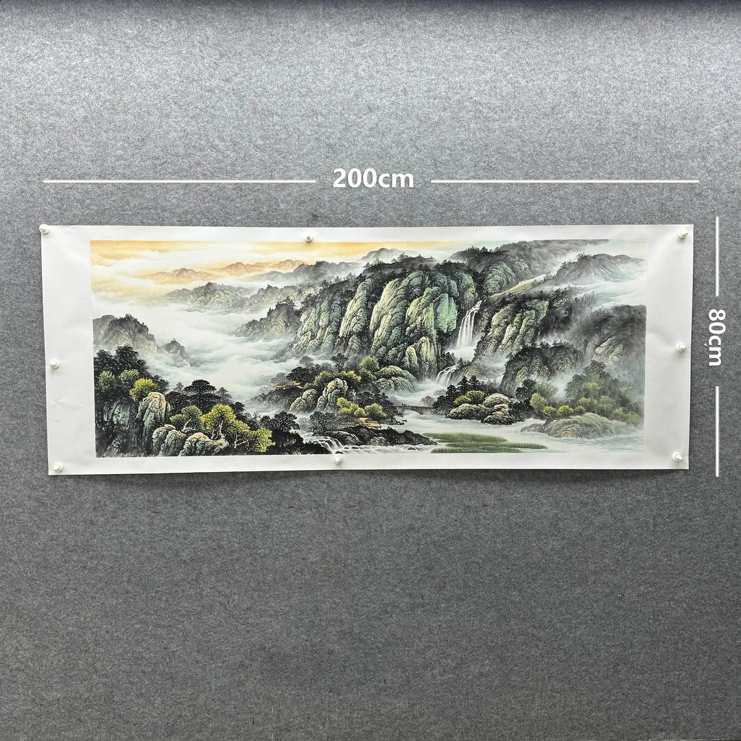 【山水画】张恒禄200*80cm手绘礼盒作品（52）云壑鸣泉