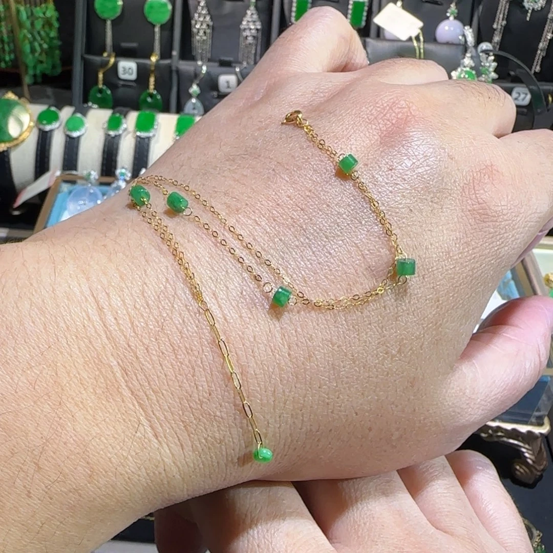 翡翠18K金镶嵌颈饰手链