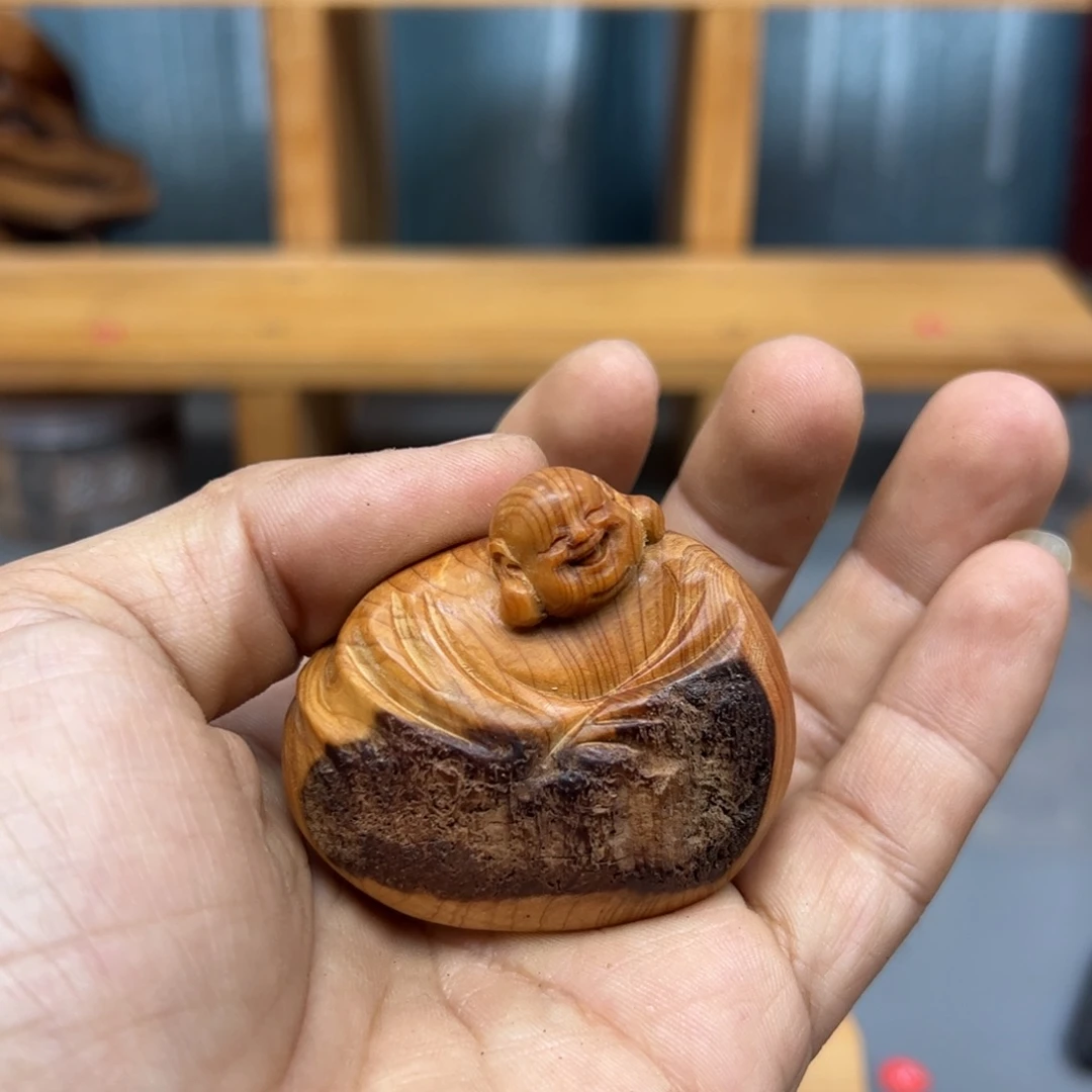 迷***海木崖柏木摆件手把件