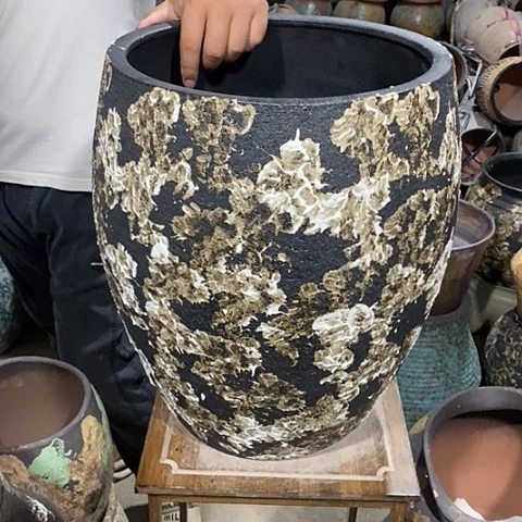 紫砂花盆口33高度42黑姹