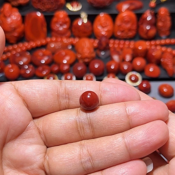 南红玛瑙未镶嵌配饰牛血火焰纹圆珠10mm