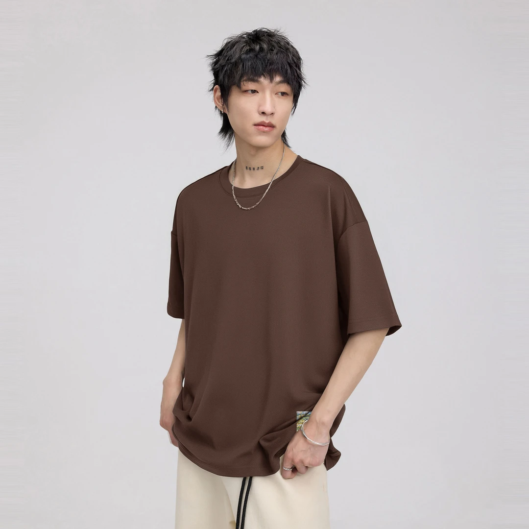 HERBEL/黑白夏季宽松简约百搭t恤透气经典多色男士休闲短袖潮