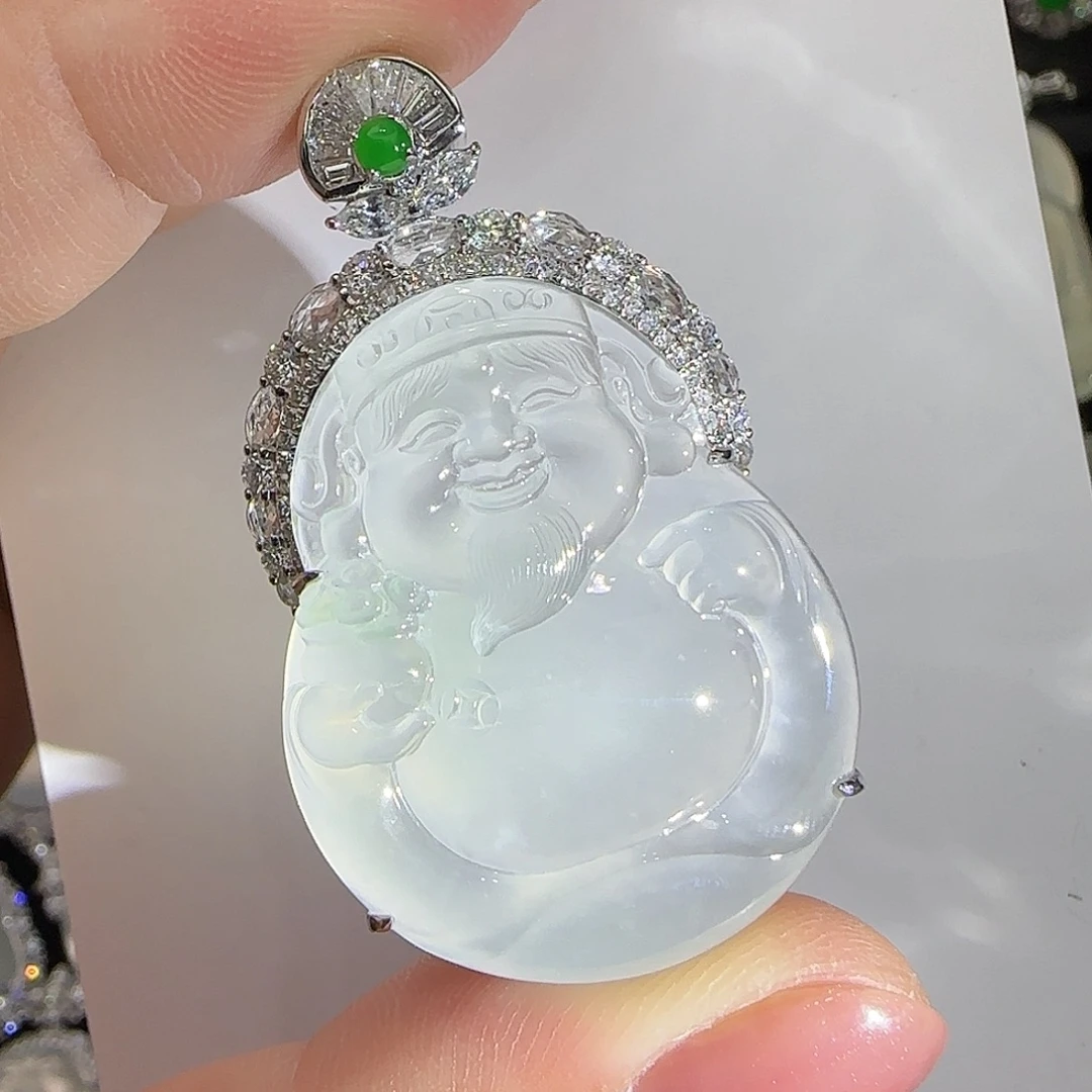 翡翠18K金镶嵌颈饰天然翡翠