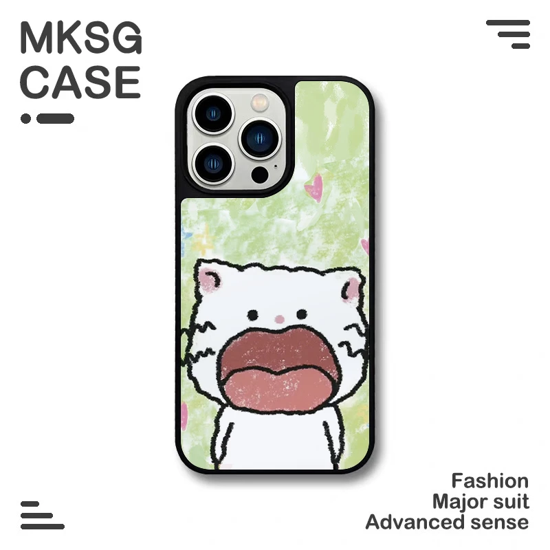 情侣涂鸦猫咪适用苹果17promax手机壳iphone16女新款15432华为p70