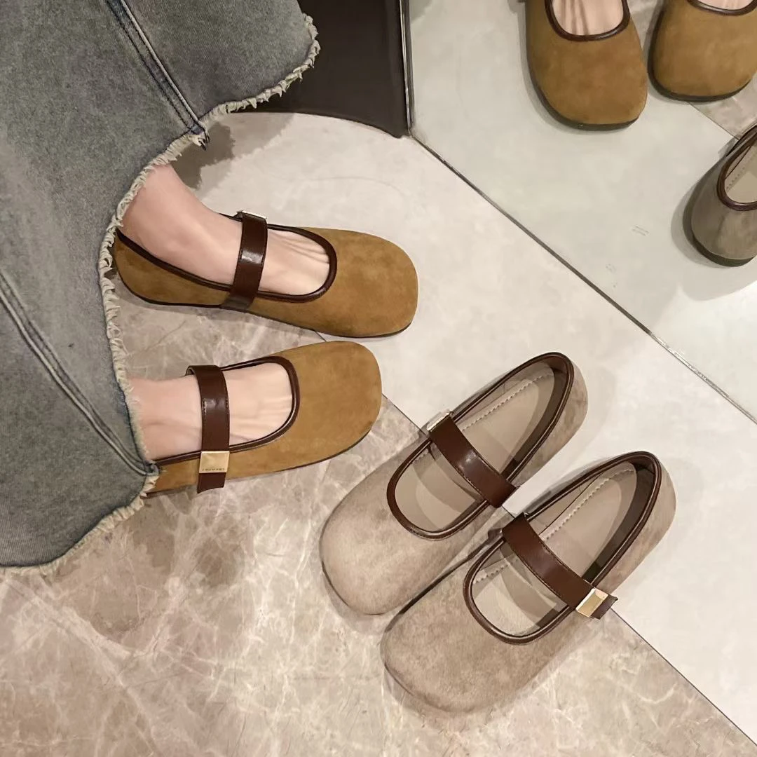 AIWEINI 小单鞋显瘦圆头玛丽珍鞋百搭春夏软底一字带韩系女鞋时尚