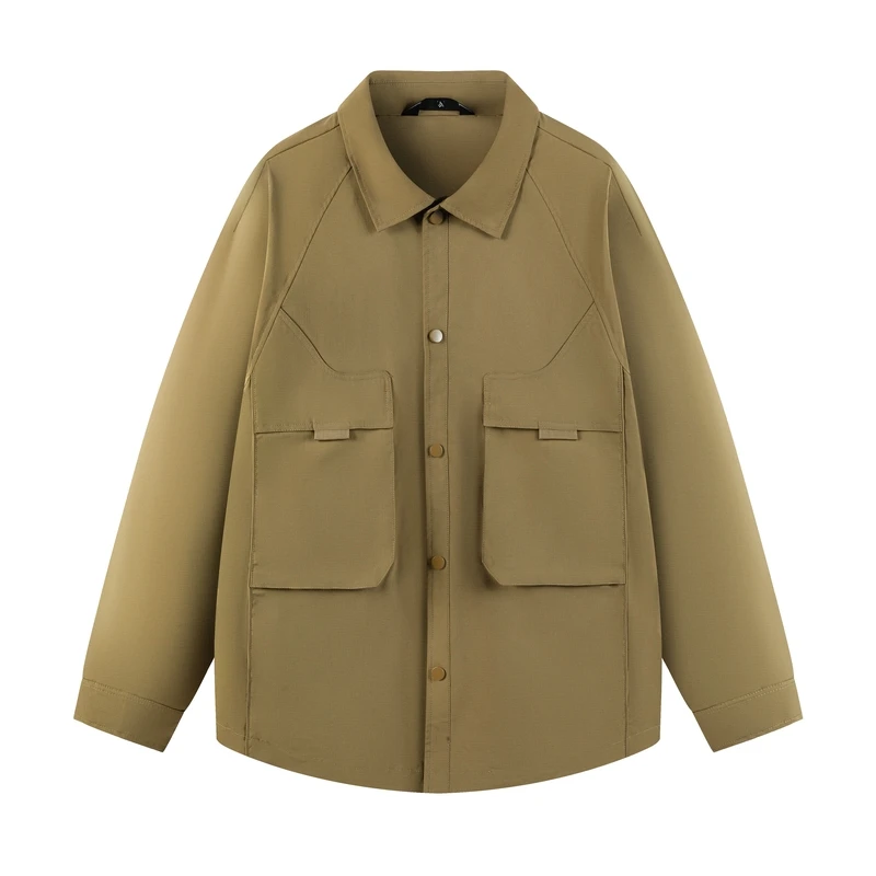 春秋新款美式工装翻领夹克外套男时尚潮流宽松百搭休闲上衣冲锋衣