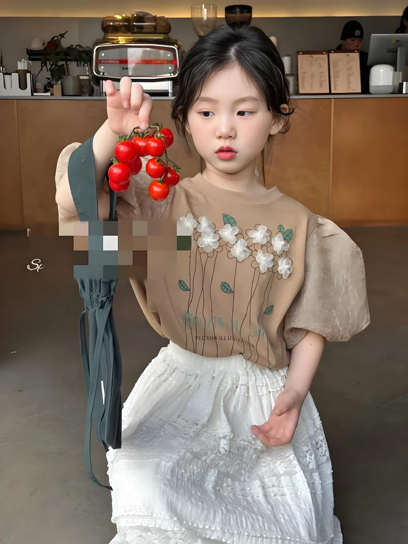 夏季女宝宝套装女童上衣短袖T恤夏装亲子装母女装小女宝衣服小童