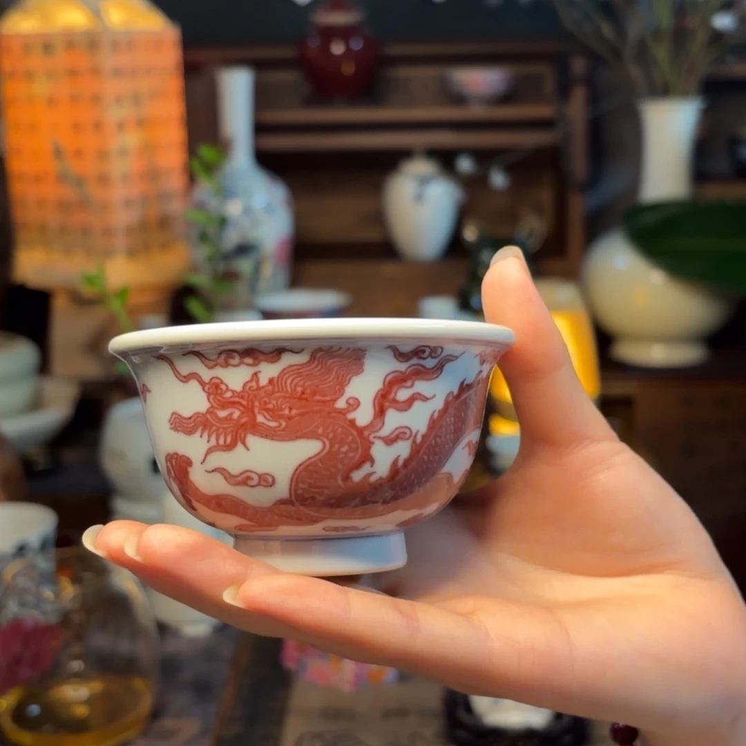 红***A全手工原矿釉里红龙杯