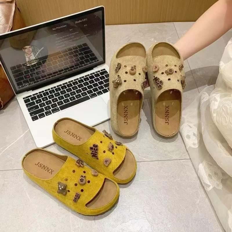 防滑休闲风厚底一字拖包头沙滩软底平底百搭休闲A-501