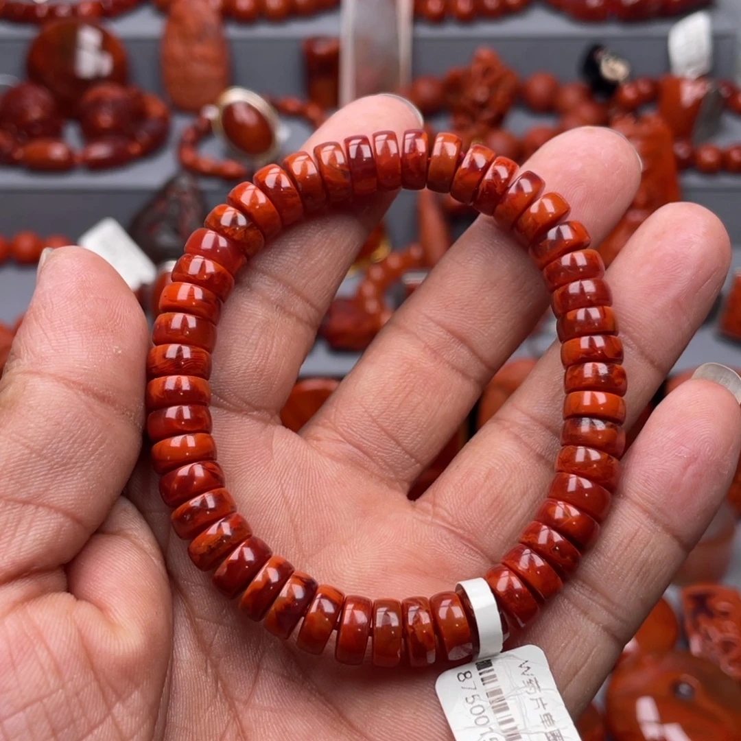 南红玛瑙未镶嵌珠宝奇石单圈8➕