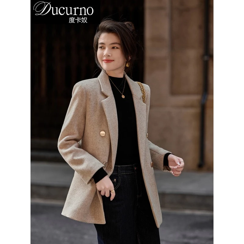 简约高知穿搭廓形羊毛西装毛呢外套女秋季新款