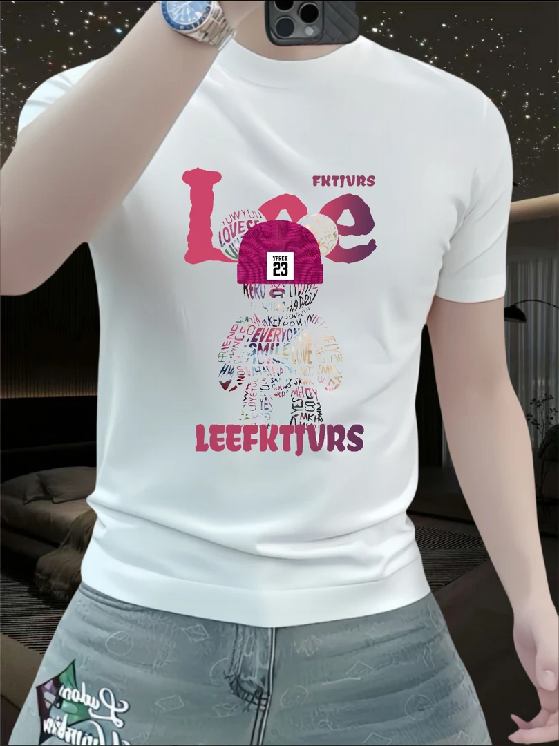 2025重磅纯棉潮牌日常T恤美式痞帅男款短袖夏季潮流修身百搭圆领