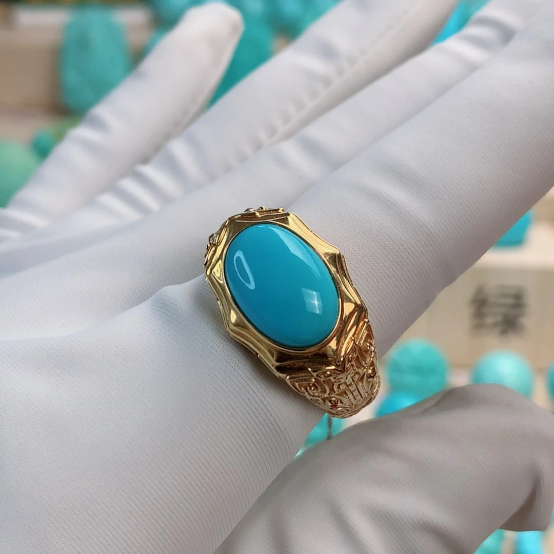 绿松石挂件18K金镶嵌