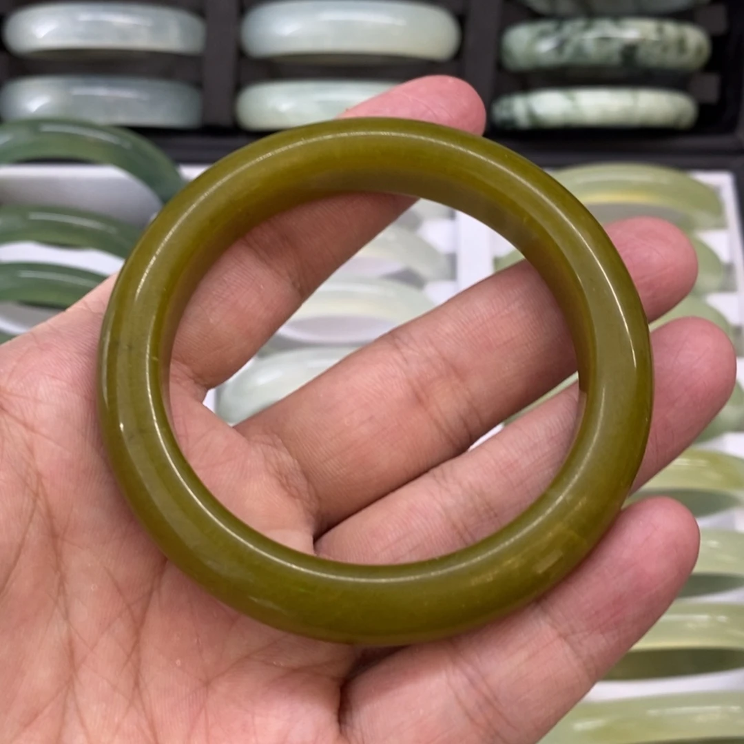 岫玉未镶嵌手镯56微霞