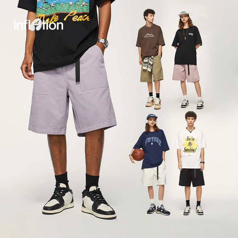 膨胀潮牌立体口袋工装短裤夏季新品收腰宽松纯色休闲五分裤男百搭