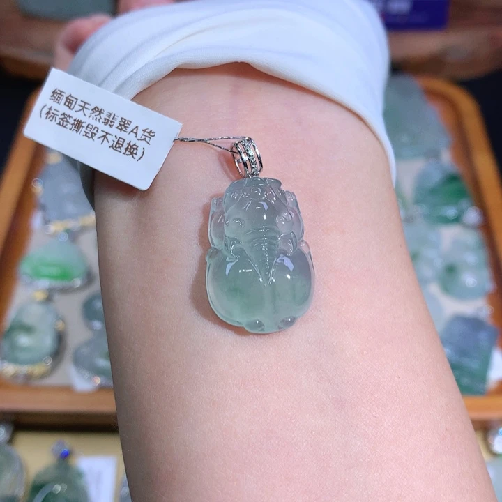 翡翠18K金镶嵌颈饰鹰*貔貅