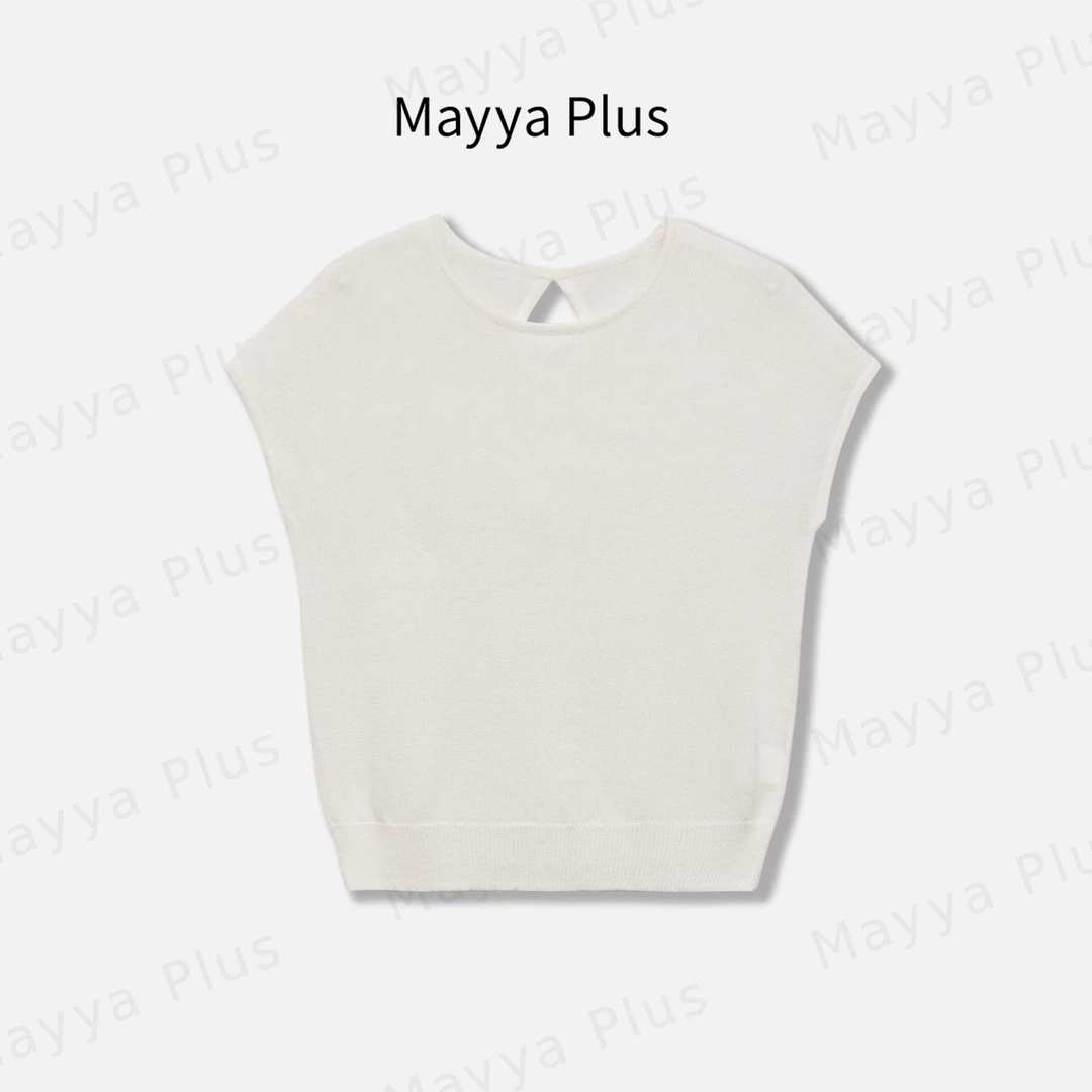 【含夏】Mayya Plus麦芽定制韩系天丝亚麻针织短袖收腰T恤32526395