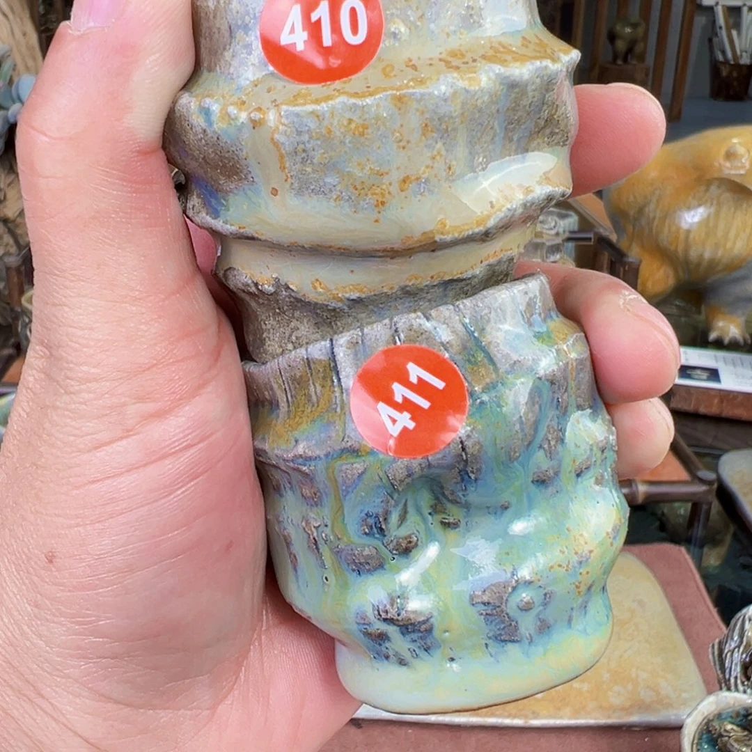 杯开*410，411号何老师手捏柴烧杯