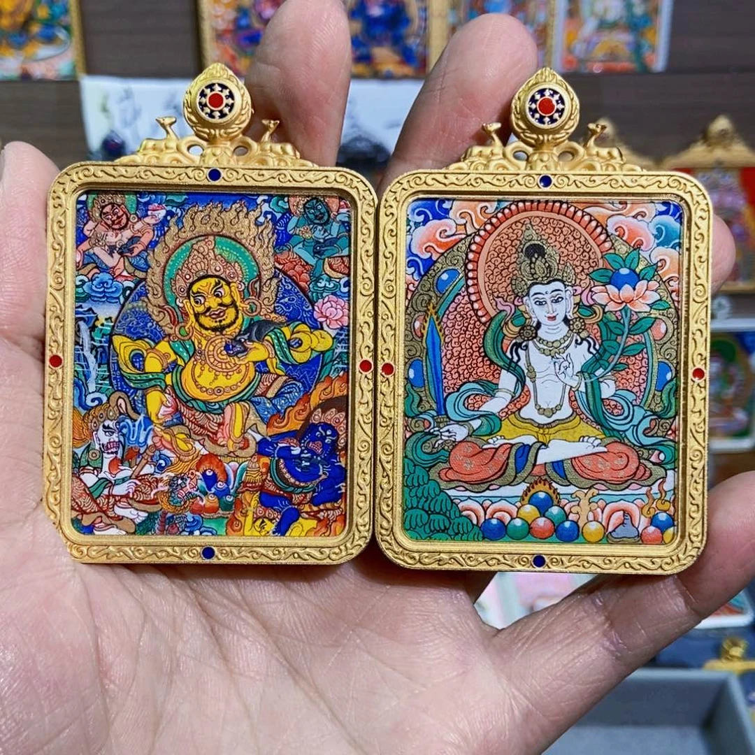小***全吊坠热贡纯手绘唐卡五路财神➕虚空