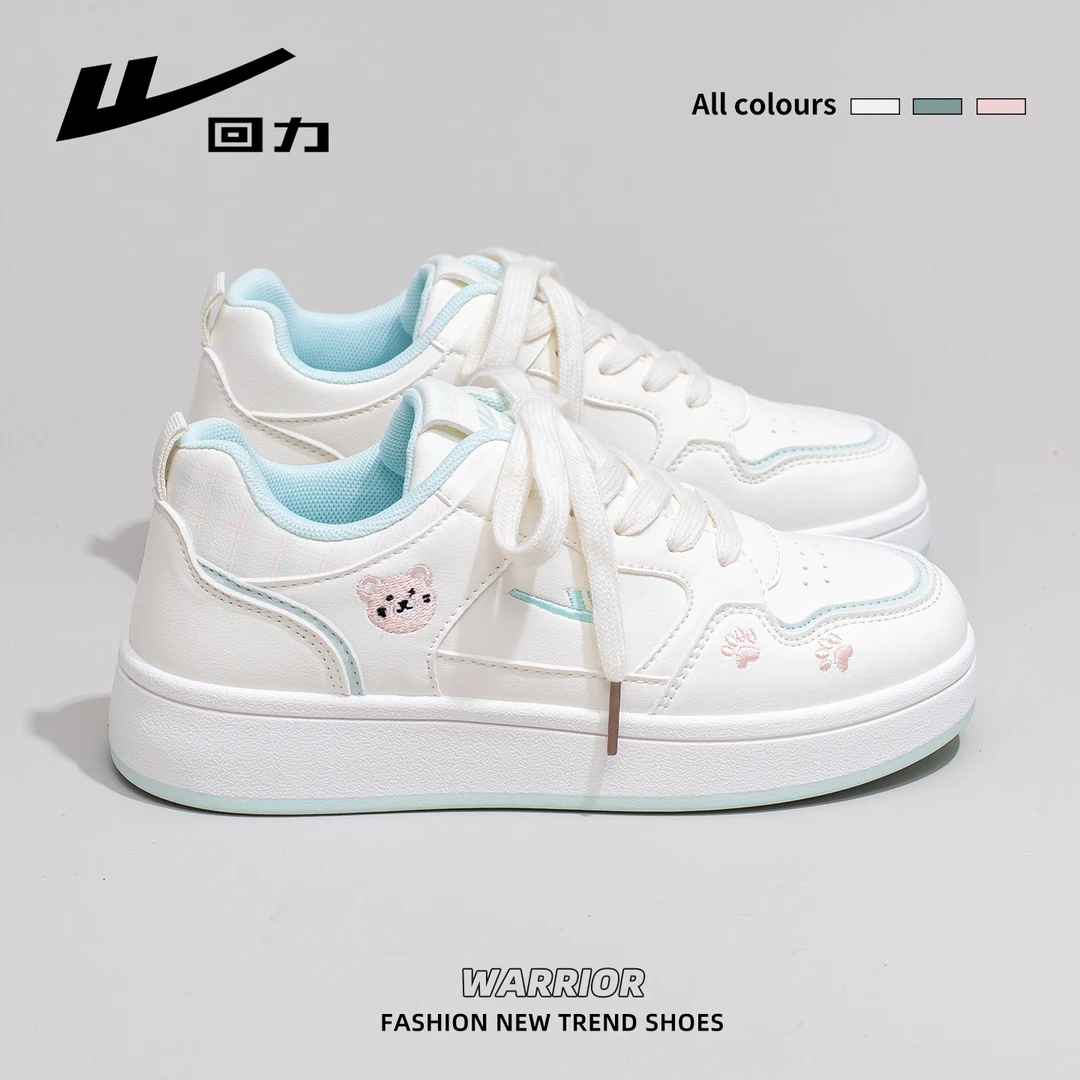 回力小白鞋女2025秋季新款ins帆布鞋可爱小熊清新拼色小众板鞋子