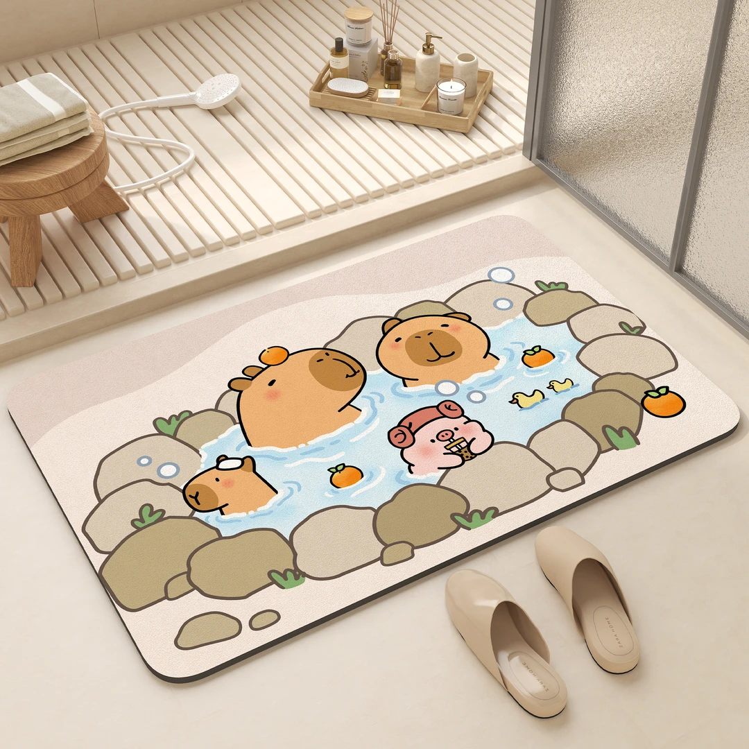浴室门口卡通图案硅藻泥地垫吸水防滑耐脏脚垫卫生间厕所地毯