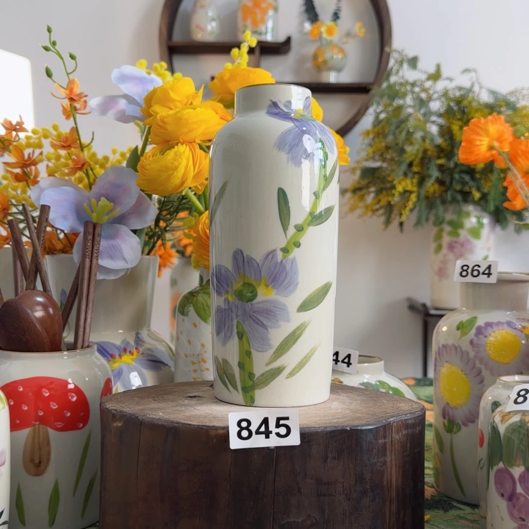 摆件景德镇陶瓷手绘小花瓶摆件无孔