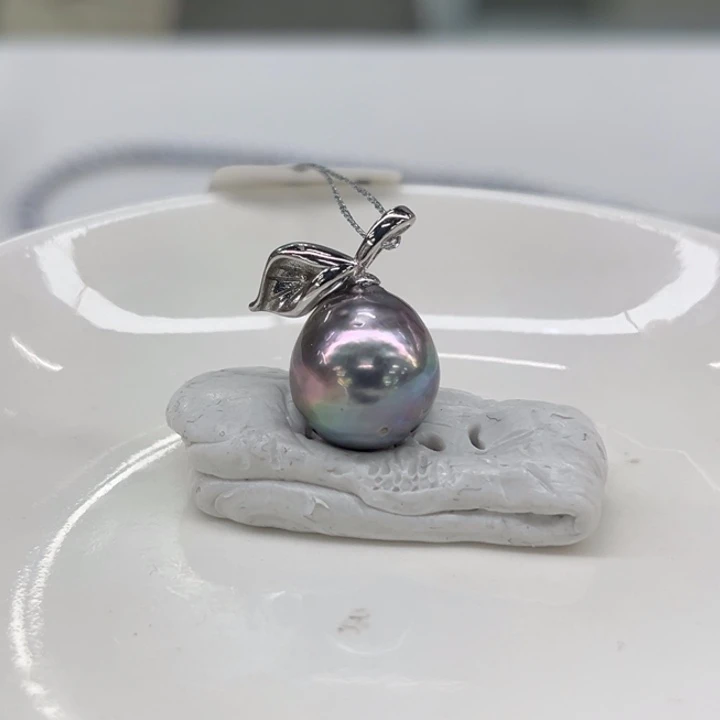 银S925镶嵌吊坠(不含链)海水珍珠12-13m