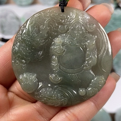 翡翠颈饰未镶嵌玉龙财神爷福利