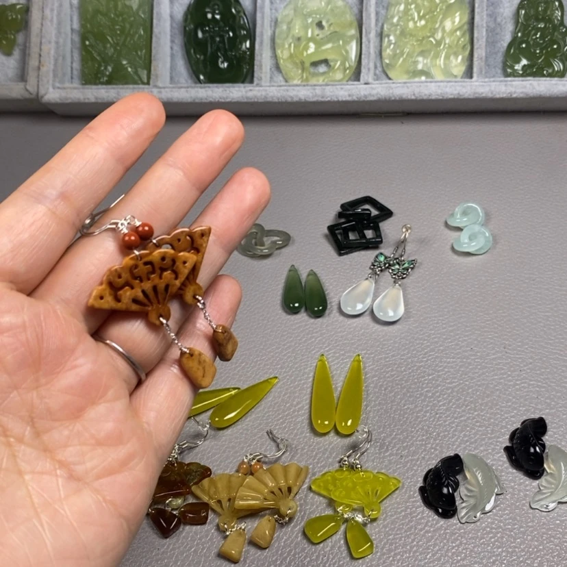 【闪购商品】蛇纹石玉未镶嵌挂件耳饰耳环项链
