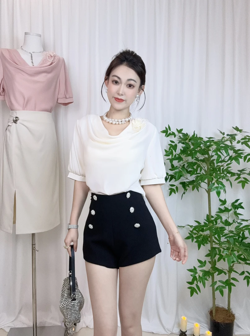 夏季气质透气辣妹风短裤时尚ins公主风法式