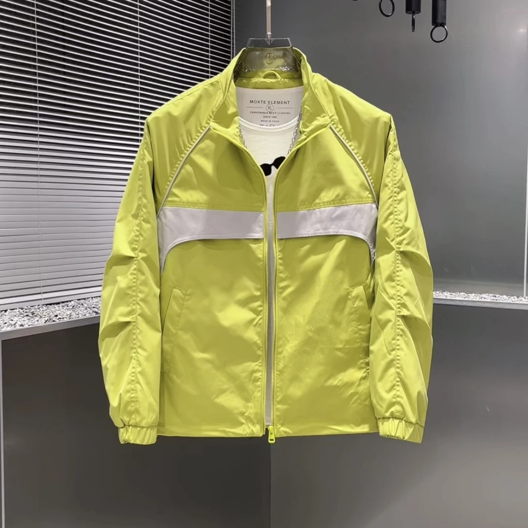 秋季男士新款立领韩版休闲立领夹克潮流时尚拼色宽松百搭运动外套