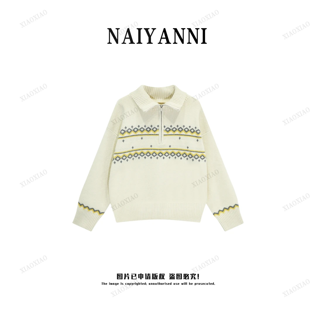 【燕麦】领简约休闲毛衣女装秋冬新款保暖内搭针织衫套头上衣DD011